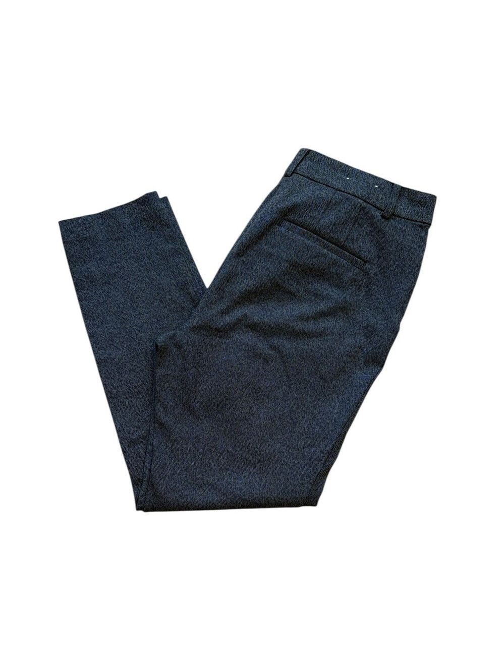 LOFT Sutton Skinny Ankle Pants Curvy Fit Mid Rise Navy and Gray Tweed Size 10